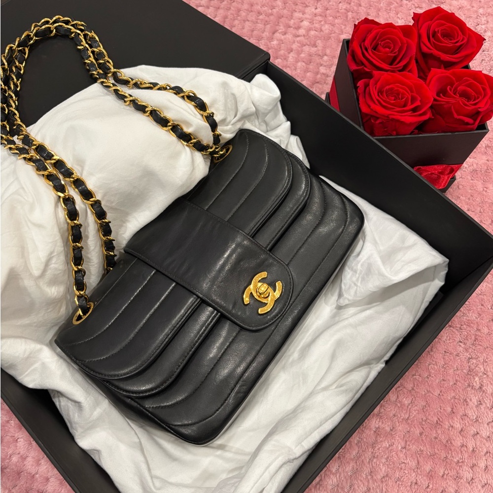 SOLD**Chanel Quilted Black Leather Shoulder Bag with 24k Gold VINTAGE!!